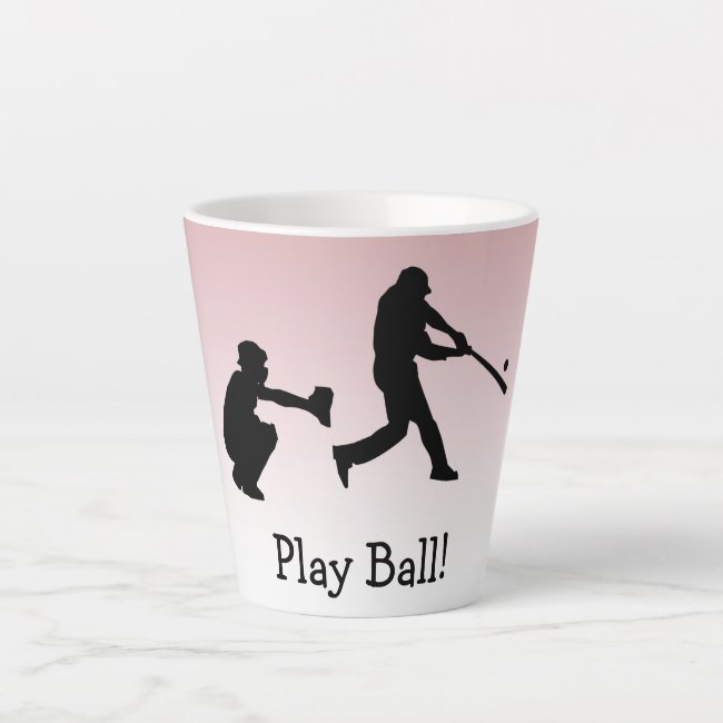 Pink Girly Play Ball Baseball Latte Mug