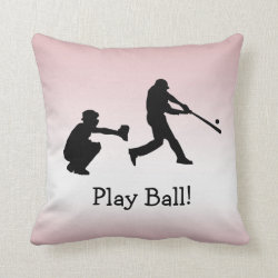 Pink Girly Play Ball Baseball Sports Pillow
