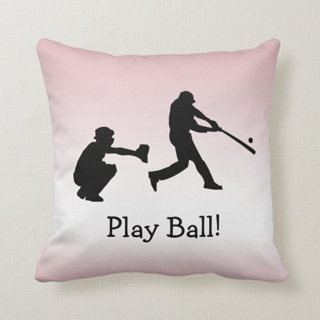 Pink Girly Play Ball Baseball Sports Pillow