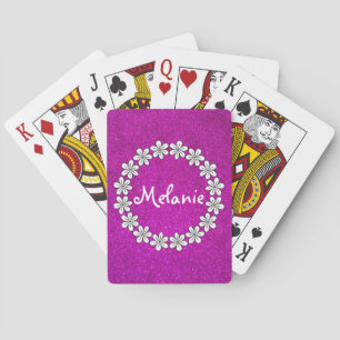 Pink girly playing cards with sparkly glitters