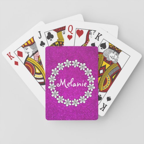 Pink girly playing cards with sparkly glitters