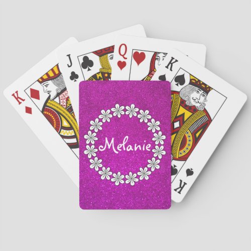 Pink girly playing cards with sparkly glitters