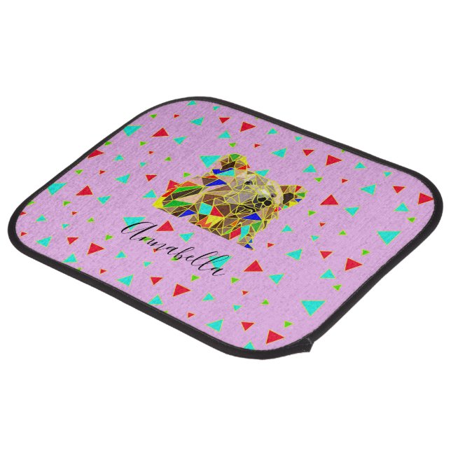 Pink girly pop art bear car floor mat (Rear Angled)