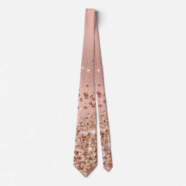Pink Girly Rose Gold Glitter Chic Sparkle Neck Tie (Front)