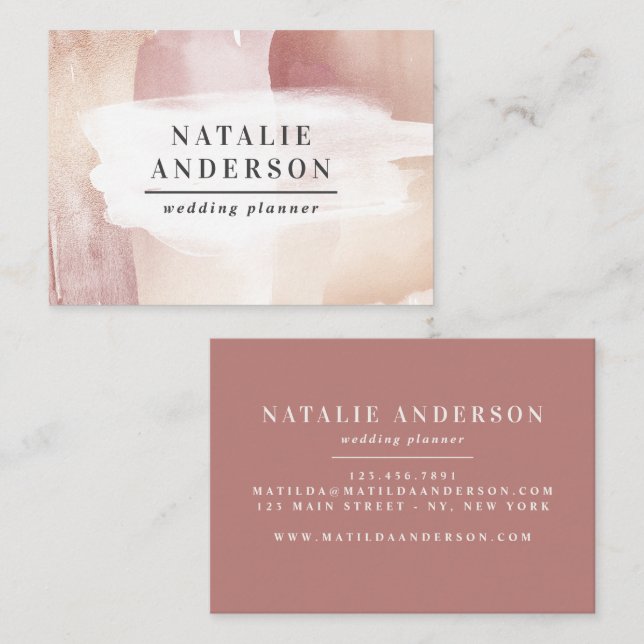 Pink girly rose gold modern stylish business card (Front/Back)