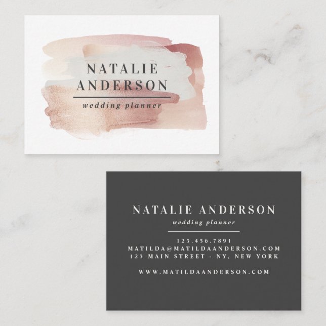 Pink girly rose gold modern stylish business card (Front/Back)