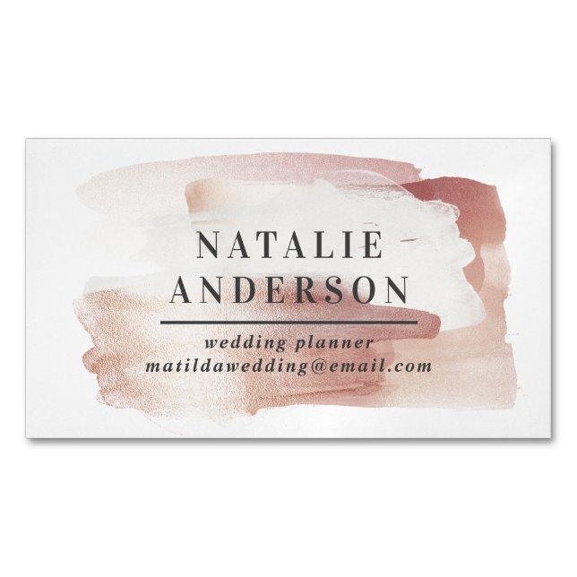 Pink girly rose gold modern stylish  business card magnet (Front)