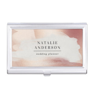 Pink girly rose gold modern stylish elegant business card case