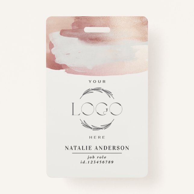 Pink girly rose gold modern stylish your logo badge (Front)