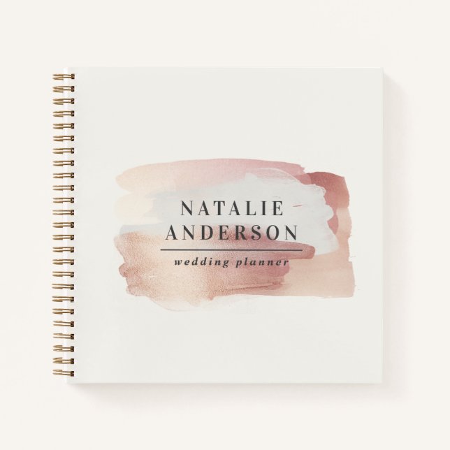 Pink girly rose gold modern stylish your logo notebook (Front)