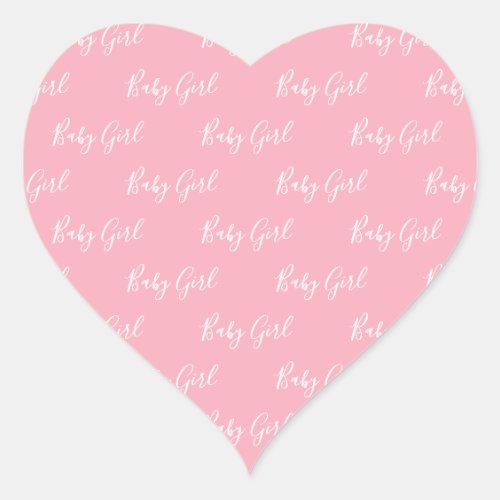 Pink Girly Script Baby Girl Heart Sticker