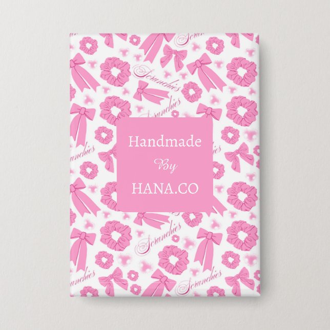 Pink Girly Scrunchies Pattern Cute Hair Accessory  Button (Front)