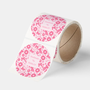 Pink Girly Scrunchies Pattern Cute Hair Accessory Classic Round Sticker