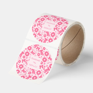 Pink Girly Scrunchies Pattern Cute Hair Accessory Classic Round Sticker