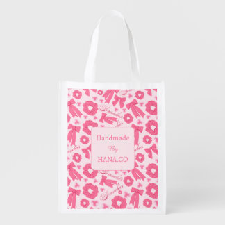 Pink Girly Scrunchies Pattern Cute Hair Accessory Grocery Bag