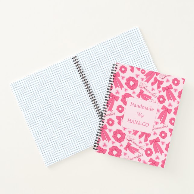 Pink Girly Scrunchies Pattern Cute Hair Accessory  Notebook (Inside)