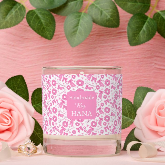 Pink Girly Scrunchies Pattern Cute Hair Accessory  Scented Candle (Wedding)