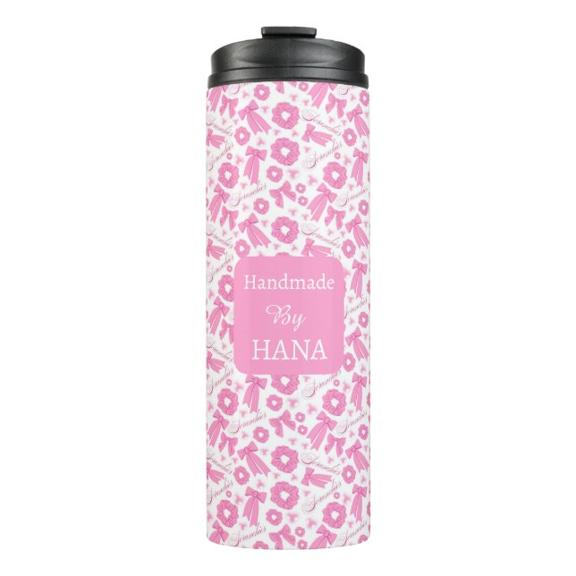 Pink Girly Scrunchies Pattern Cute Hair Accessory  Thermal Tumbler (Front)