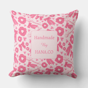Pink Girly Scrunchies Pattern Cute Hair Accessory  Throw Pillow