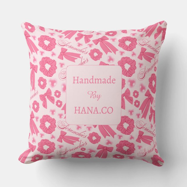Pink Girly Scrunchies Pattern Cute Hair Accessory  Throw Pillow (Front)