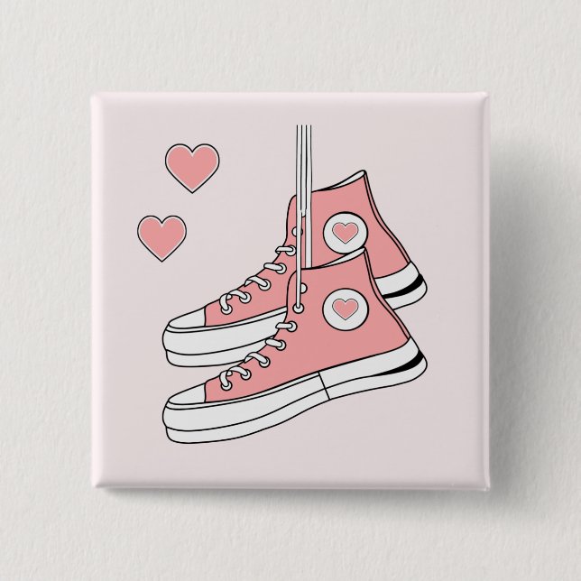 Pink Girly Sneakers Button (Front)