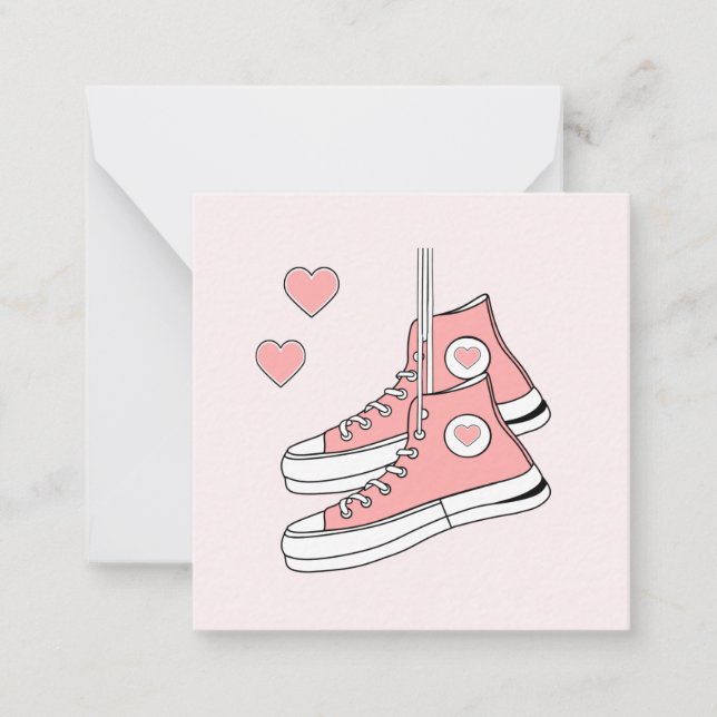 Pink Girly Sneakers Note Card (Front)