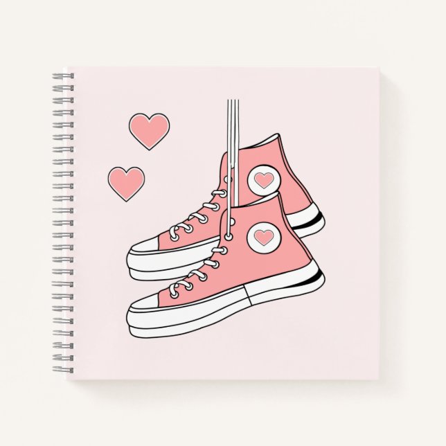 Pink Girly Sneakers Notebook (Front)