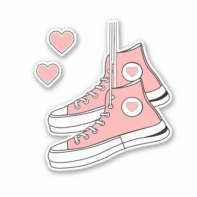 Pink Girly Sneakers Sticker (Front)
