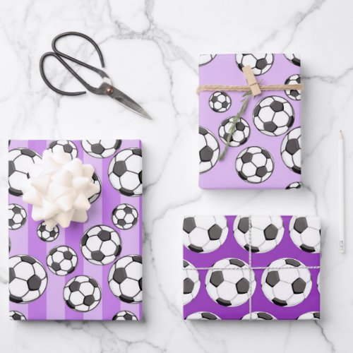 Pink Girly Soccer Ball Pattern Birthday Gift Wrapping Paper Sheets