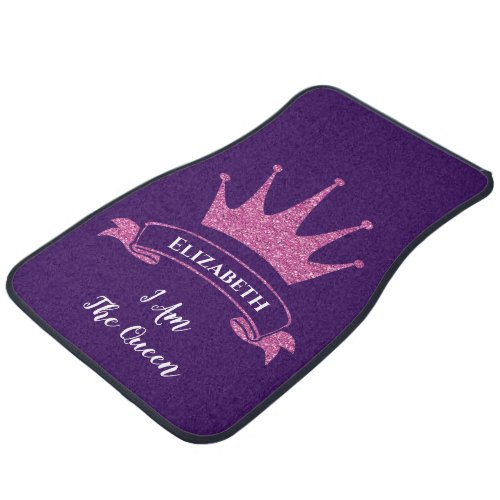 Pink Girly Sparkle Queen Elegant Monogrammed Car F Car Floor Mat