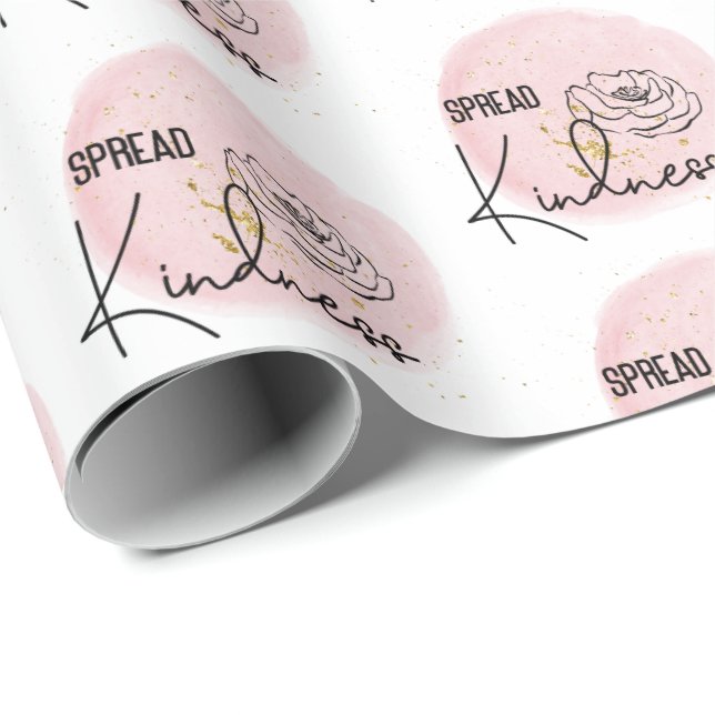 Pink Girly Spread Kindness  Wrapping Paper (Roll Corner)