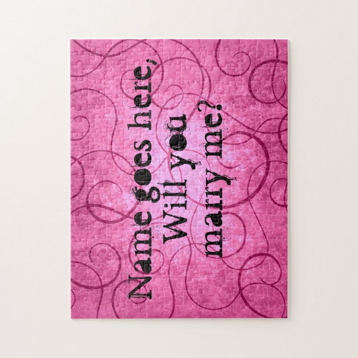 Pink girly swirls Marriage proposal Jigsaw Puzzle