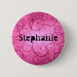 Pink girly swirls pinback button
