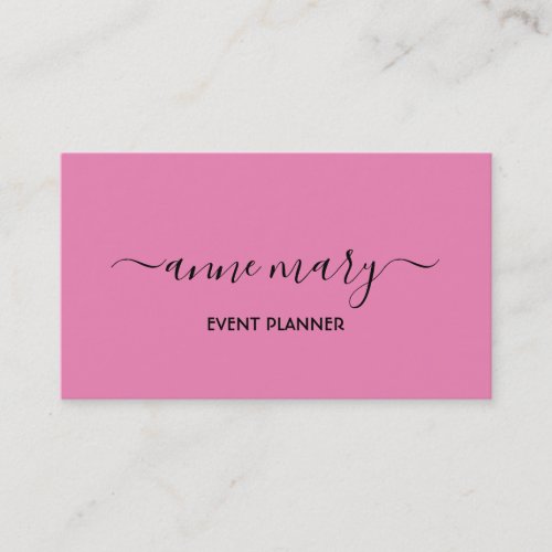 Pink Girly Trendy Calligraphy Event Planner Classy Business Card