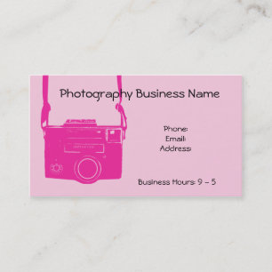 Pink Girly Vintage Camera Business Card