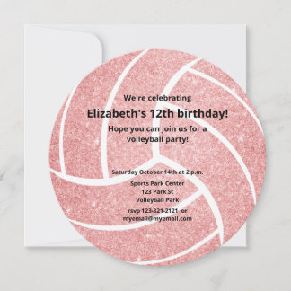 pink girly volleyball birthday party announcement