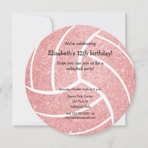 pink girly volleyball birthday party announcement