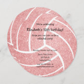 pink girly volleyball birthday party announcement (Front/Back)