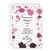 Pink Girs Art Themed 9th Birthday Party Invitation