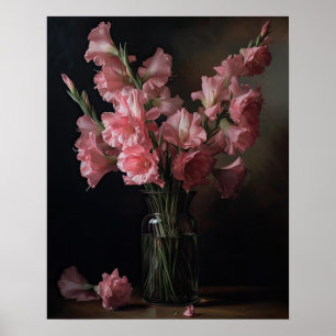 Pink Gladiolus Flowers Art Print Poster