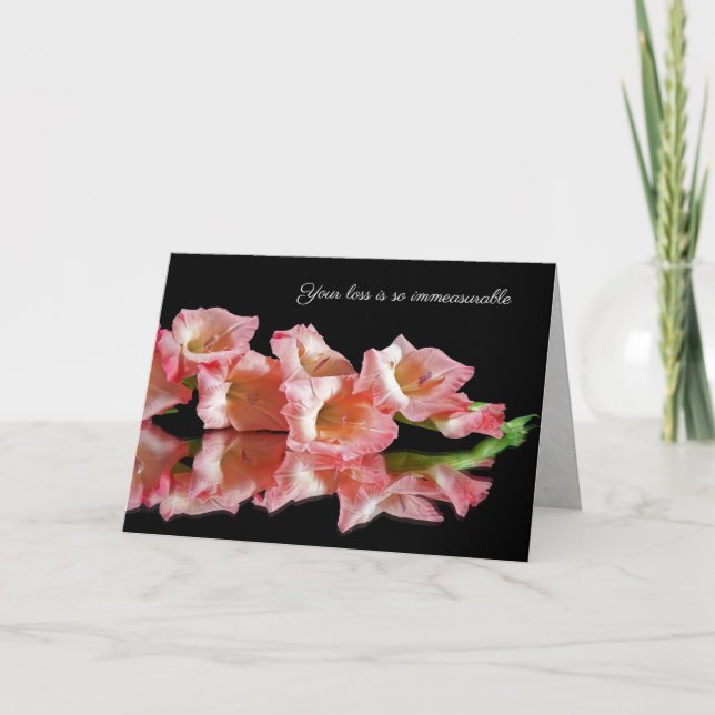 Pink Gladiolus on Mirror Sympathy  Card (Front)