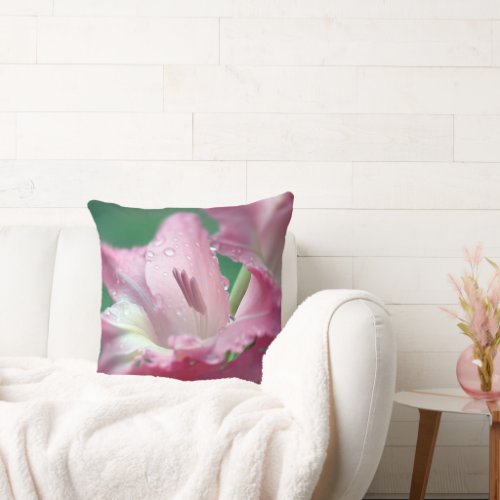 Pink Gladiolus Throw Pillow