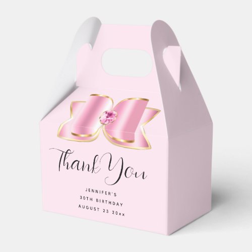 Pink Glam Bow Fancy Elegant Birthday Thank You Favor Boxes