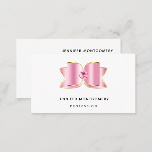 Pink Glam Bow with a Center Gemstone Business Card