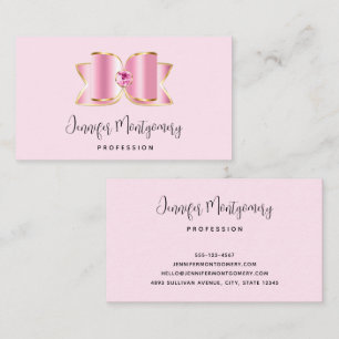 Pink Glam Bow with a Center Gemstone Business Card