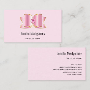 Pink Glam Bow with a Center Gemstone Business Card