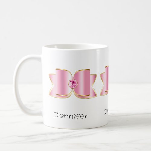 Pink Glam Bow with a Center Gemstone Coffee Mug
