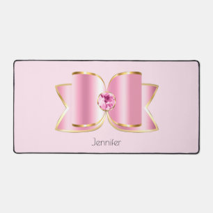Pink Glam Bow with a Center Gemstone Desk Mat