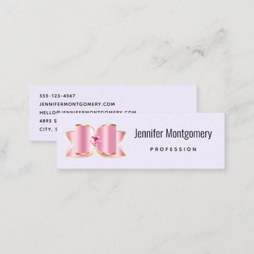 Pink Glam Bow with a Center Gemstone Mini Business Card