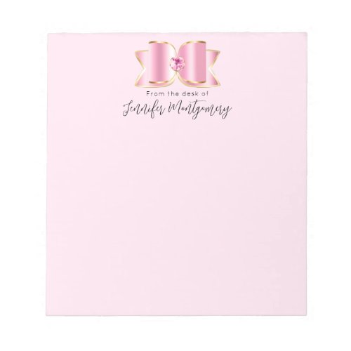 Pink Glam Bow with a Center Gemstone Notepad